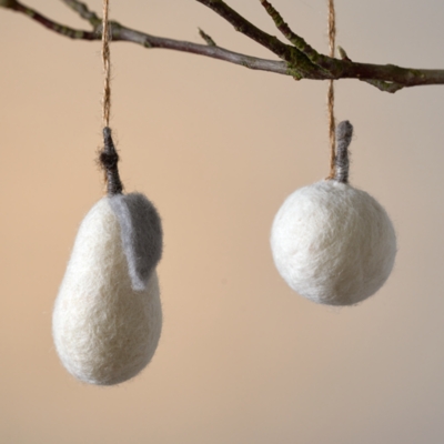 Felt Apple & Pear Decorations – Set of 4