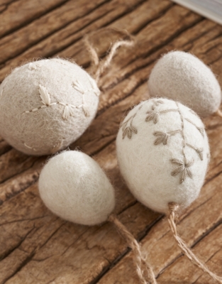 Felt Embroidered Egg Decorations – Set of 4