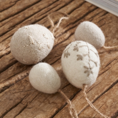 Felt Embroidered Egg Decorations – Set of 4