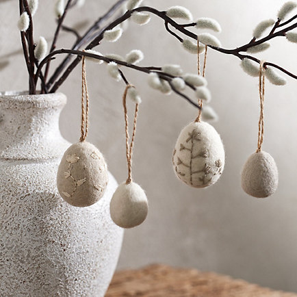 Felt Embroidered Egg Decorations – Set of 4