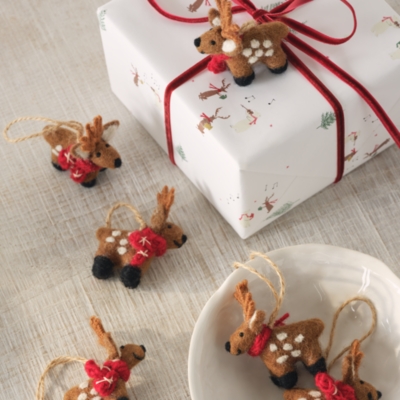 Felt Reindeer Decorations – Set of 6