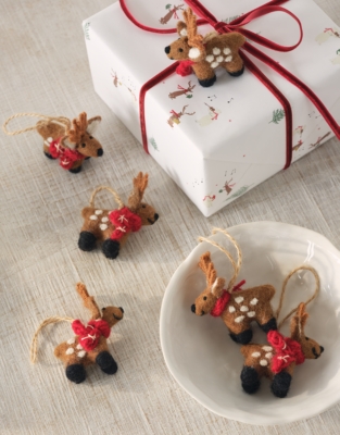 Felt Reindeer Decorations – Set of 6