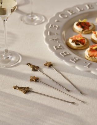Festive Canapé Forks – Set of 4