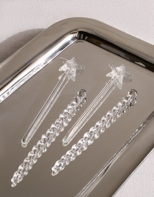 Festive Glass Cocktail Stirrers – Set of 4