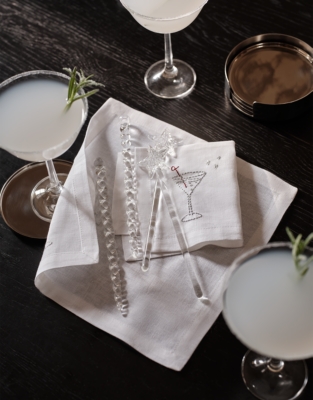 Festive Glass Cocktail Stirrers – Set of 4
