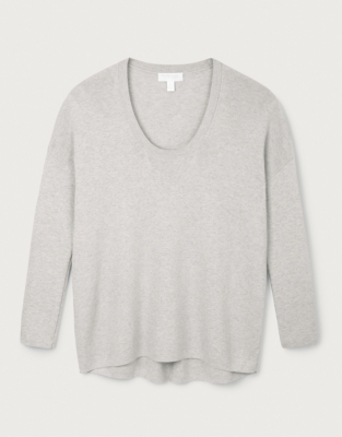 Scoop Hem Cashmere Sweater with Elbow Patches - Light Grey/Forest – Double  R Brand - Dallas