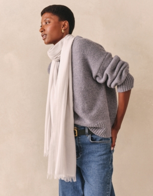 Fine Modal Wool Marl Scarf - Salt