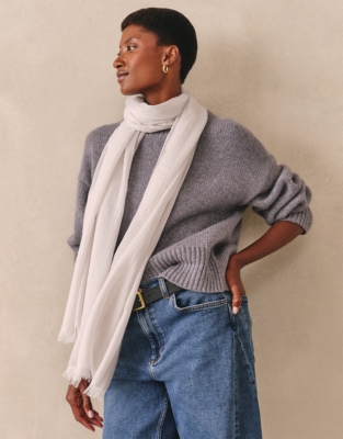 Fine Modal Wool Marl Scarf - Salt