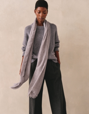 Fine Modal Wool Marl Scarf - Mid Grey Marl