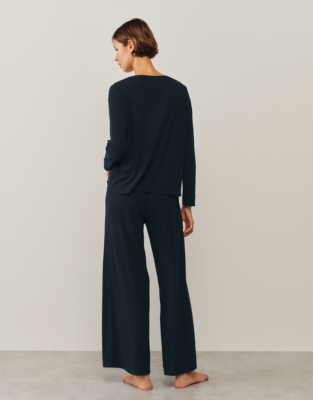 Fine Rib Lounge Pyjama Set - Navy