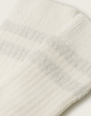 Fine Ribbed Cotton-Blend Sparkle Stripe Socks