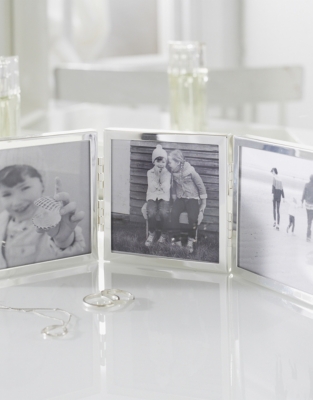 Fine Silver Triple Aperture Hinged Photo Frame – 3x3”