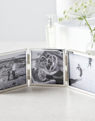 Fine Silver Triple Aperture Hinged Photo Frame – 3x3”