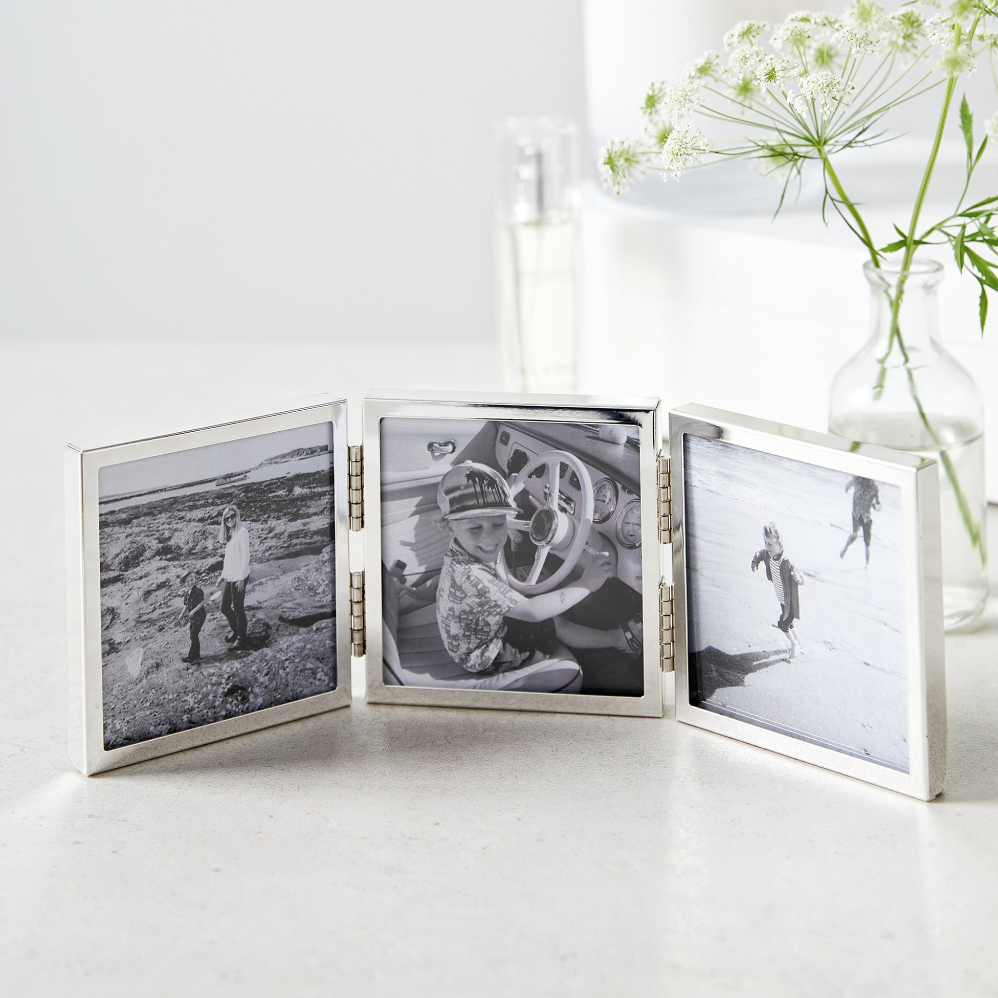 Details about   International Silver Co Silver Tone Triple Slide On Photo Frame #99117775 