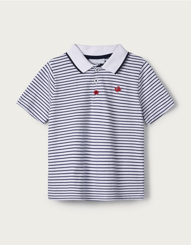 Fine-Stripe Polo Top with Crab Embroidery (1-6yrs) | Baby & Children's ...