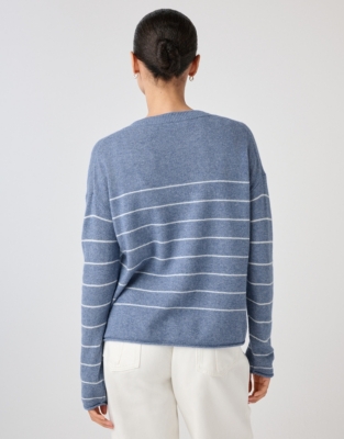 Fine Stripe Sweater with Cashmere