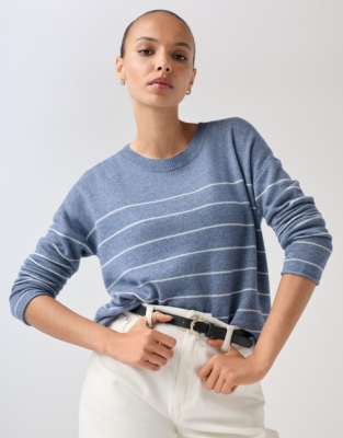 Fine Stripe Sweater with Cashmere