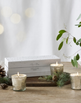 Fir Tree Mini Votive Mercury Candles – Set of 3