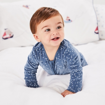 Fish Print Velour Sleepsuit | Baby & Children's Sale | The White Company UK