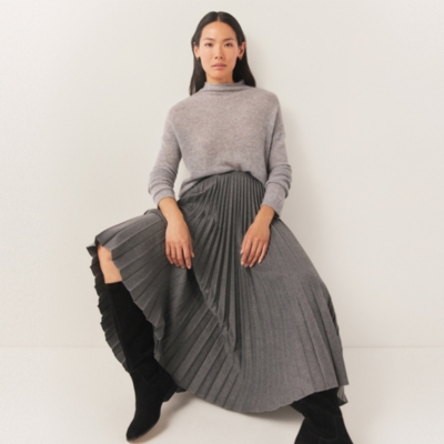 Flannel Pleated Midi Skirt