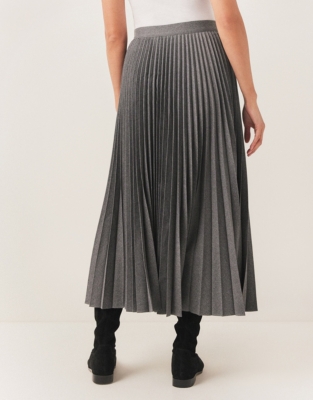 Flannel Pleated Midi Skirt