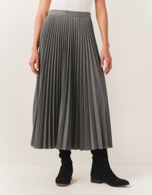 Flannel Pleated Midi Skirt