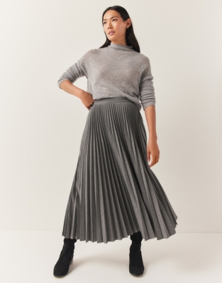 Flannel Pleated Midi Skirt