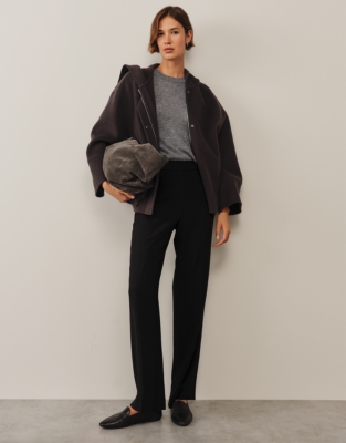 Flat-Front Straight-Leg Trousers