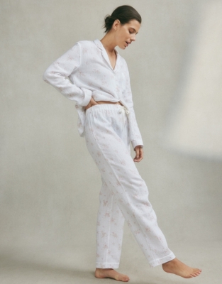 White company best sale double cotton pyjamas