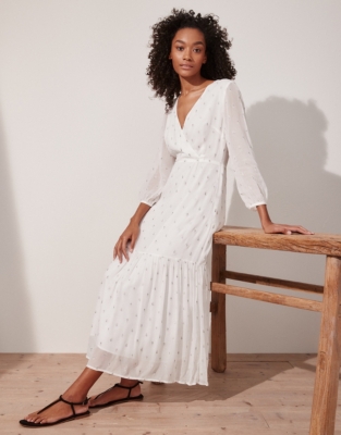 White embroidered midi store dress