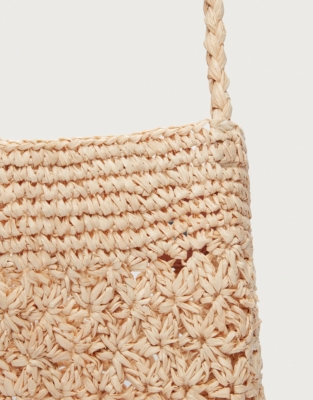Floral Raffia Bucket Bag