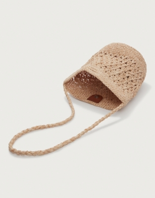 Floral Raffia Bucket Bag