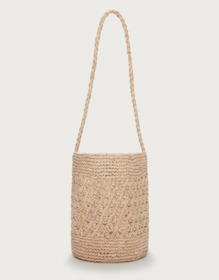 Floral Raffia Bucket Bag
