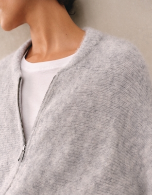 Fluffy Bomber Jacket with Alpaca