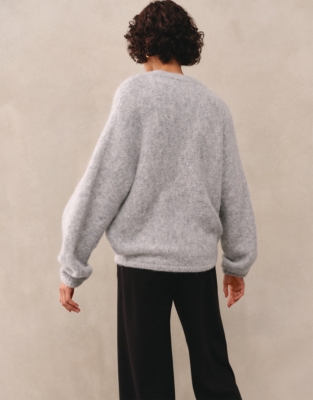 Fluffy Bomber Jacket with Alpaca