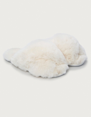 Fluffy Cross Front Slippers