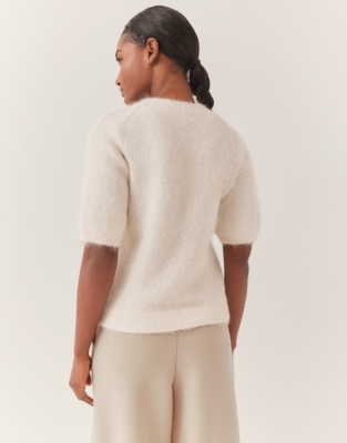 Fluffy Knitted T-Shirt with Alpaca