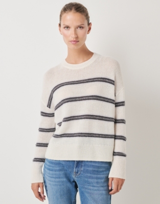 Fluffy Stripe Jumper with Alpaca