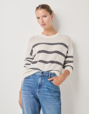 Fluffy Stripe Jumper with Alpaca