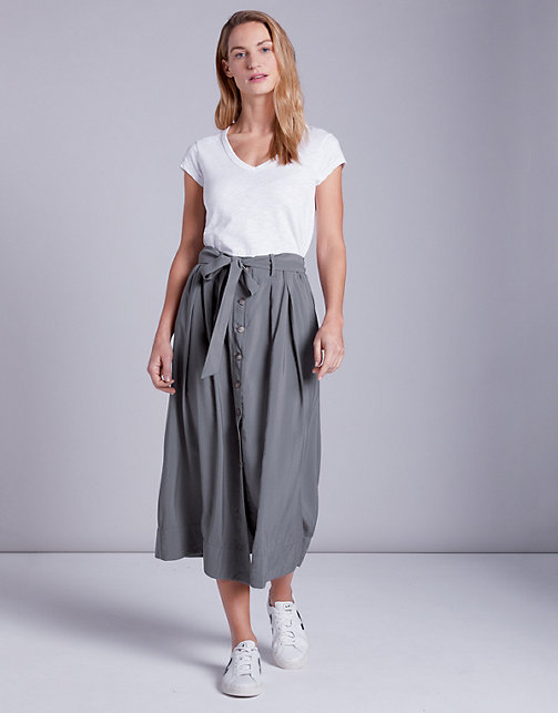 Fluid Button Through Midi Skirt | Clothing Sale | The White Company UK