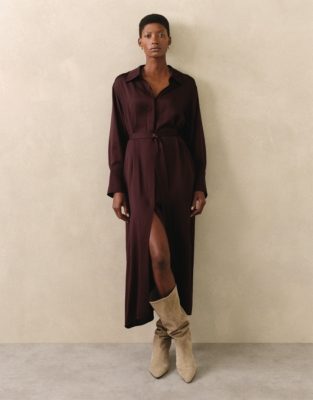 Fluid Shirt Dress - Oxblood