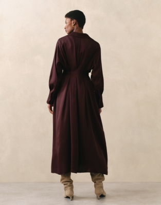 Fluid Shirt Dress - Oxblood