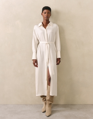Fluid Shirt Dress - Pearl Cotton