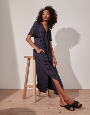 Flute Sleeve Washed Satin Dress Clothing Sale The White Company UK