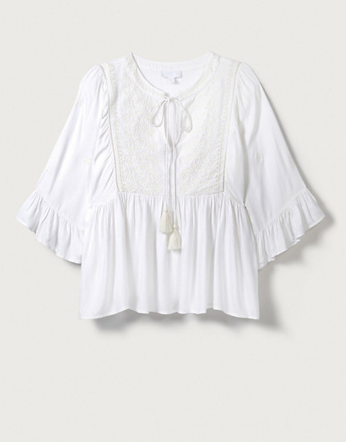 Flutter Sleeve Embroidered Blouse | Clothing Sale | The White Company UK