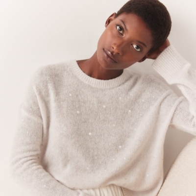 Cream cashmere roll outlet neck