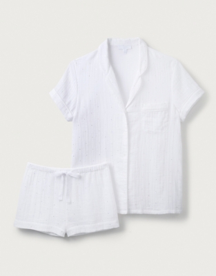 Foil Star Double-Cotton Shortie Pajama Set | Sleepwear Sale | The White ...