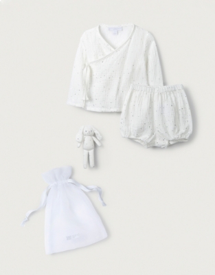 Image of Foil Star-Print Top, Bloomer & Toy Set