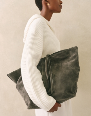 Folded Suede Stitch Detail Tote