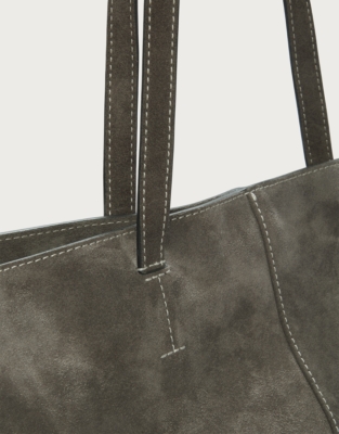 Folded Suede Stitch Detail Tote